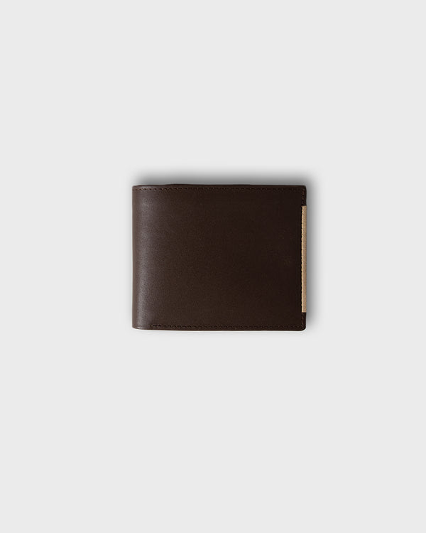 Mens Wallet - Full Grain Genuine Leather-Cream Colour Piping