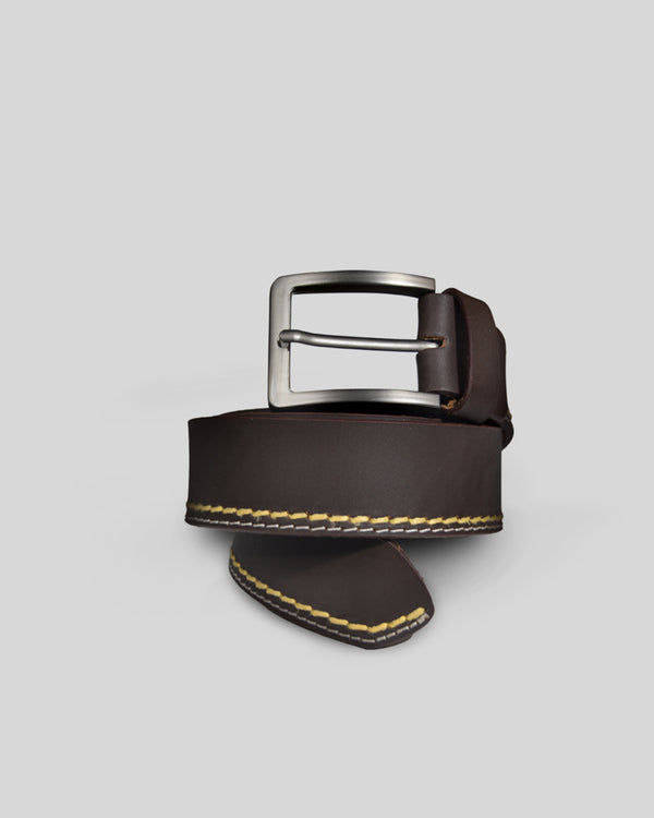 Stitch Line Leather Belt-40 MM-Brown