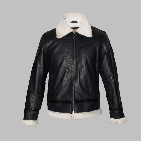 RebelChic Men’s Black Leather Flight Jacket - Classic & Stylish Aviator Design