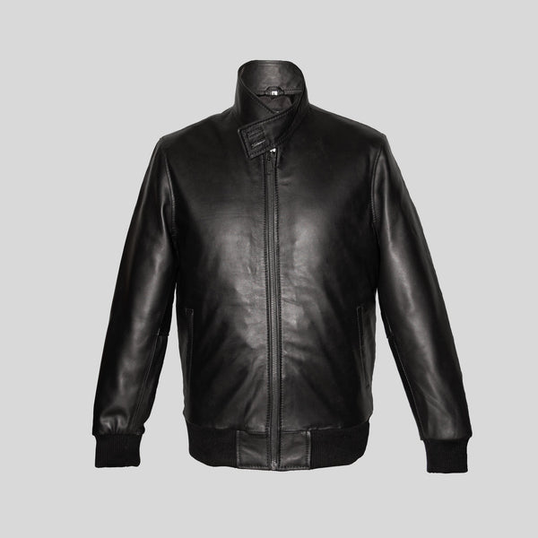 TownWanderer - Men’s Black Leather Biker Jacket – Stylish, Durable, and Perfect for Motorcycle Riders