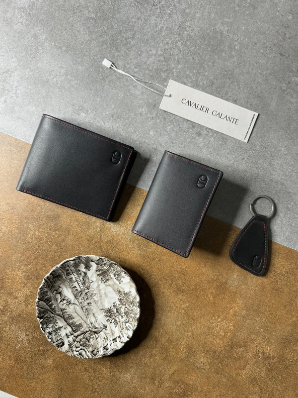 GallantEdge™ Leather Wallet Set – Sleek Design with Dark Brown Stitching