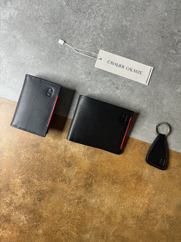 CrimsonEdge™ Leather Wallet Set – Modern Men’s Wallets with Bold Red Detailing.
