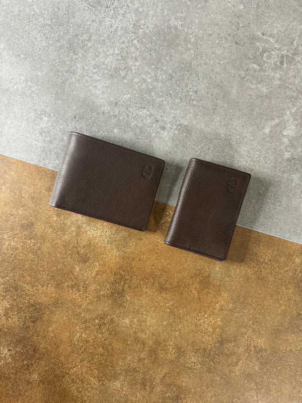 Heritage Luxe™ Dark Brown Men’s Leather Wallet and Card Holder Set – Timeless Craftsmanship
