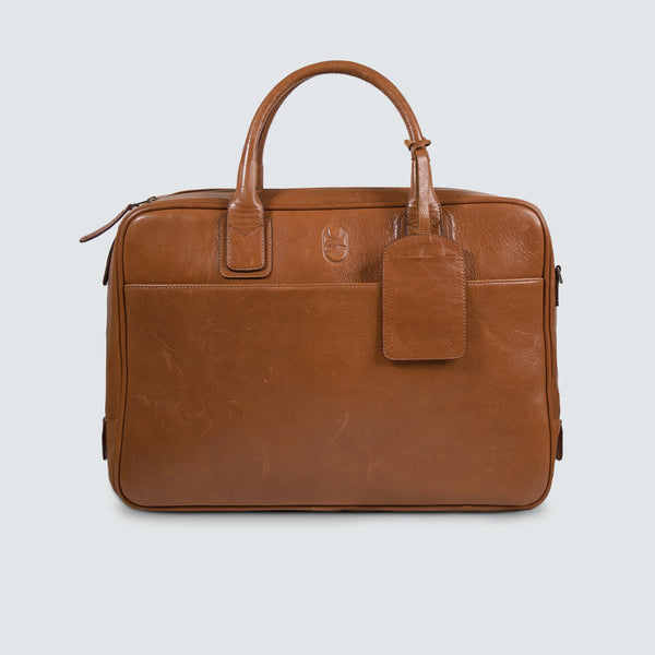 Chancellor Tobacco Real Leather Laptop Bag - Elegant & Durable for Professionals