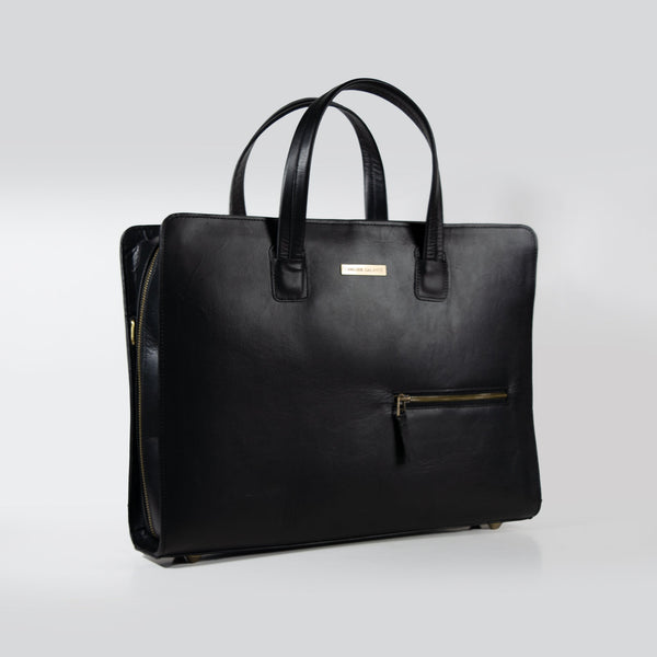 Elite Real Leather Laptop Bag – Premium Black Leather for Professionals