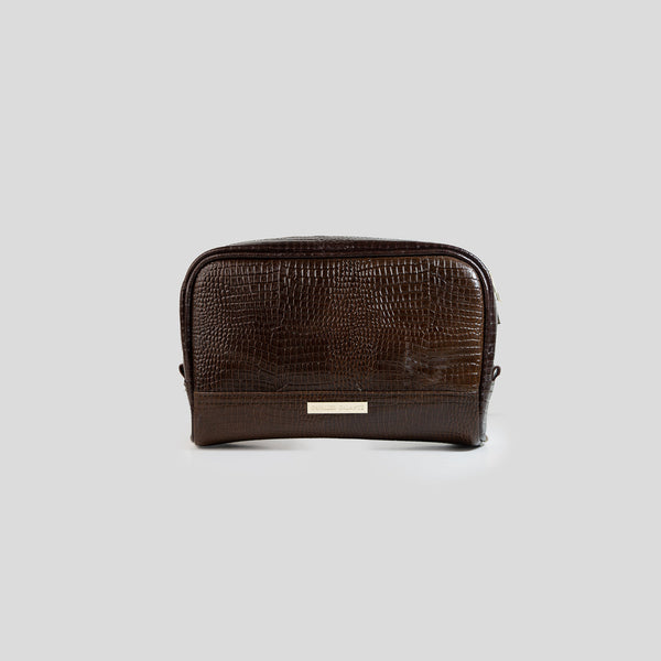 Travel Buddy (Crocodile Brown)-Real Leather Toiletry Bag